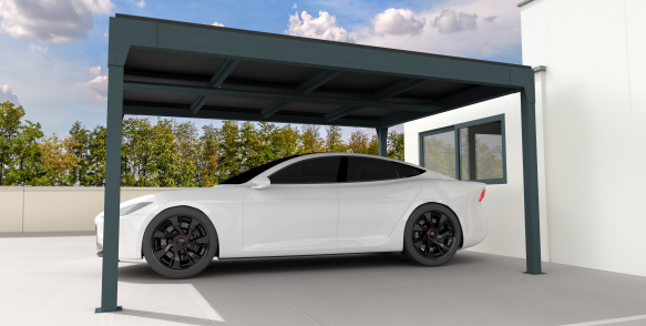 Carport SIMPLE 8 panneaux - modèle Electra  Ilot  – RAL 7016 – avec ETN