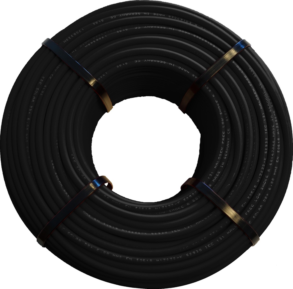 Câble solaire DC 6 mm² noir couronne de 100m