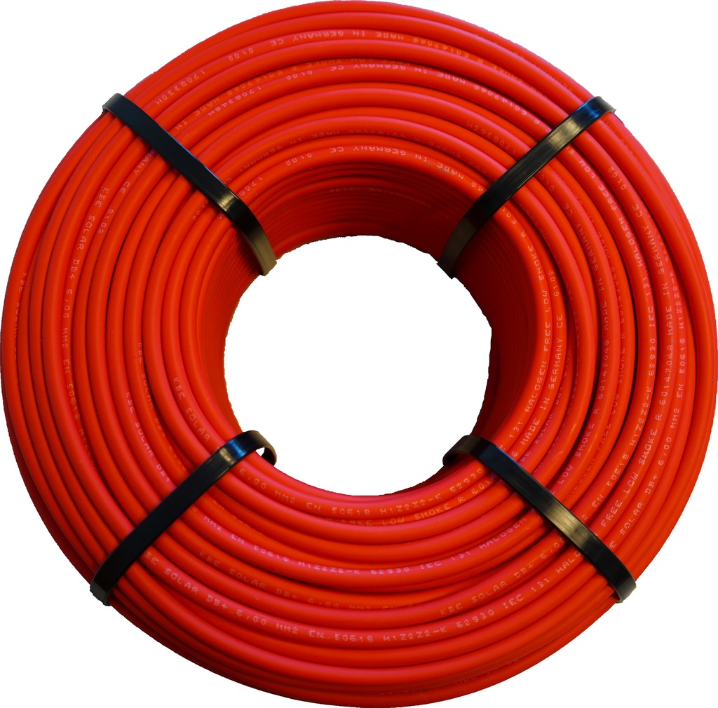 FIN DE VIE - Câble solaire DC 6 mm² rouge couronne de 100m