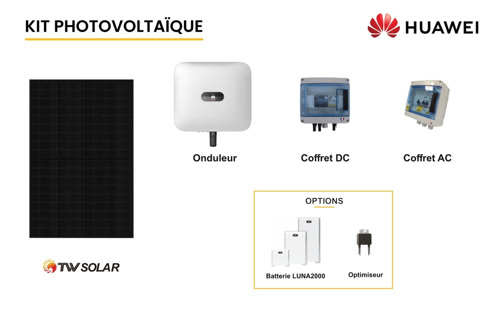 Kit PV 6kWc TONGWEI 430Wc Huawei Tuile