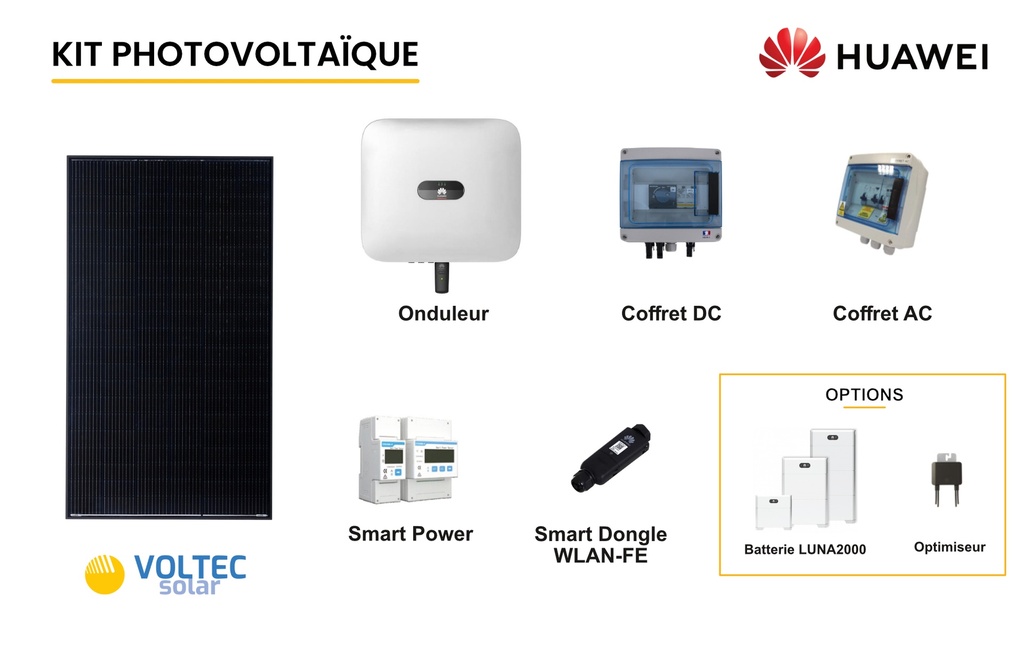Kit PV 9kWc VOLTEC 500Wc Huawei Tuile