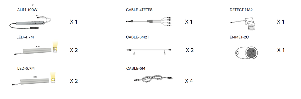 CARPORT MAVIWATT - OPTION KIT 4 LEDs / Détecteur mouvement / télécommande