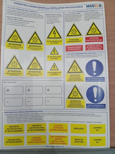 [CP035018] Planche étiquettes PV - A4 - format 300x200mm - UTE - C15-712-1