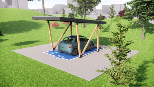 KIT EXTENSION Carport Solaire MaviWatt 1 Place PMR - Option structure chêne clair