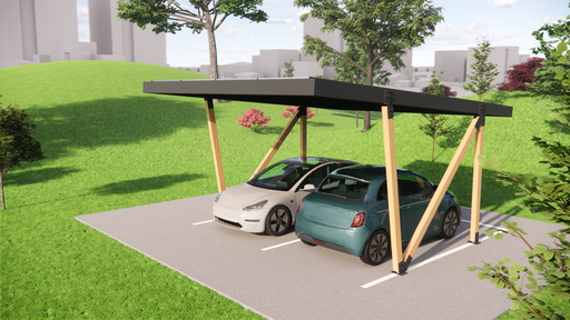 KIT EXTENSION Carport Solaire MaviWatt 2 places 5m x 6m - Option structure chêne clair