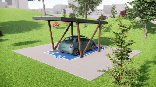 KIT EXTENSION Carport Solaire MaviWatt 1 Place PMR - Option structure chêne foncé